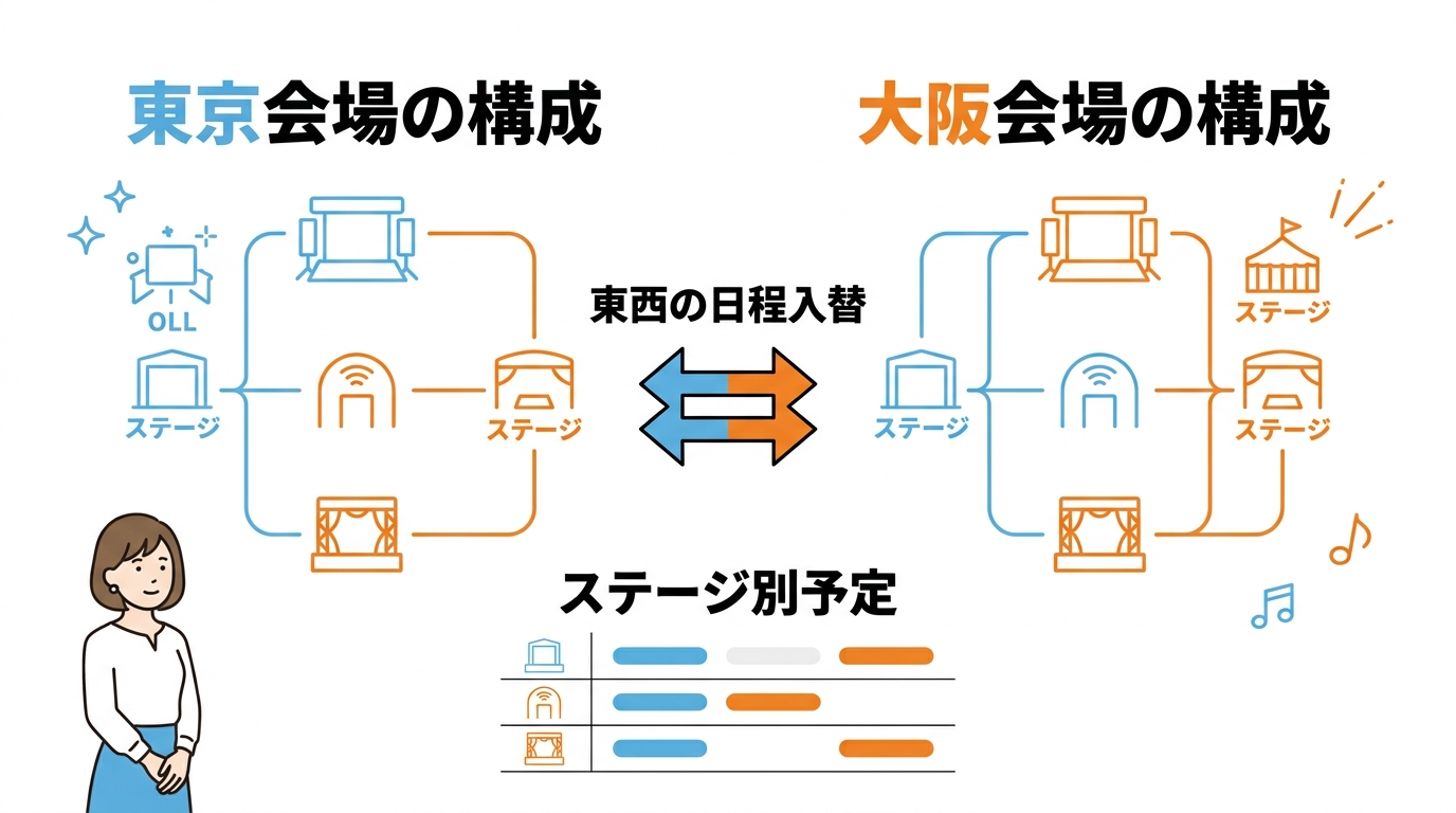 サマーソニック東京大阪別ステージ割り