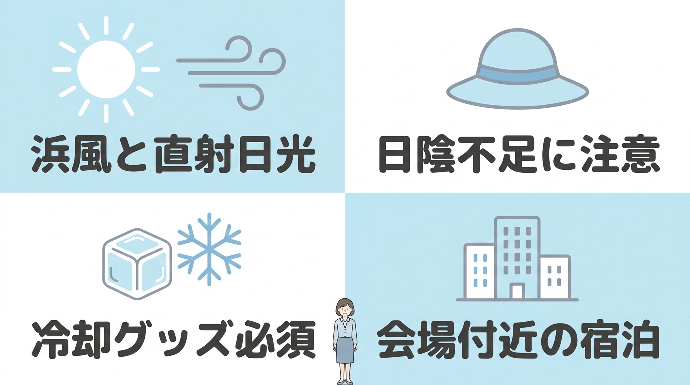 遠征者必見！会場情報と暑さ対策