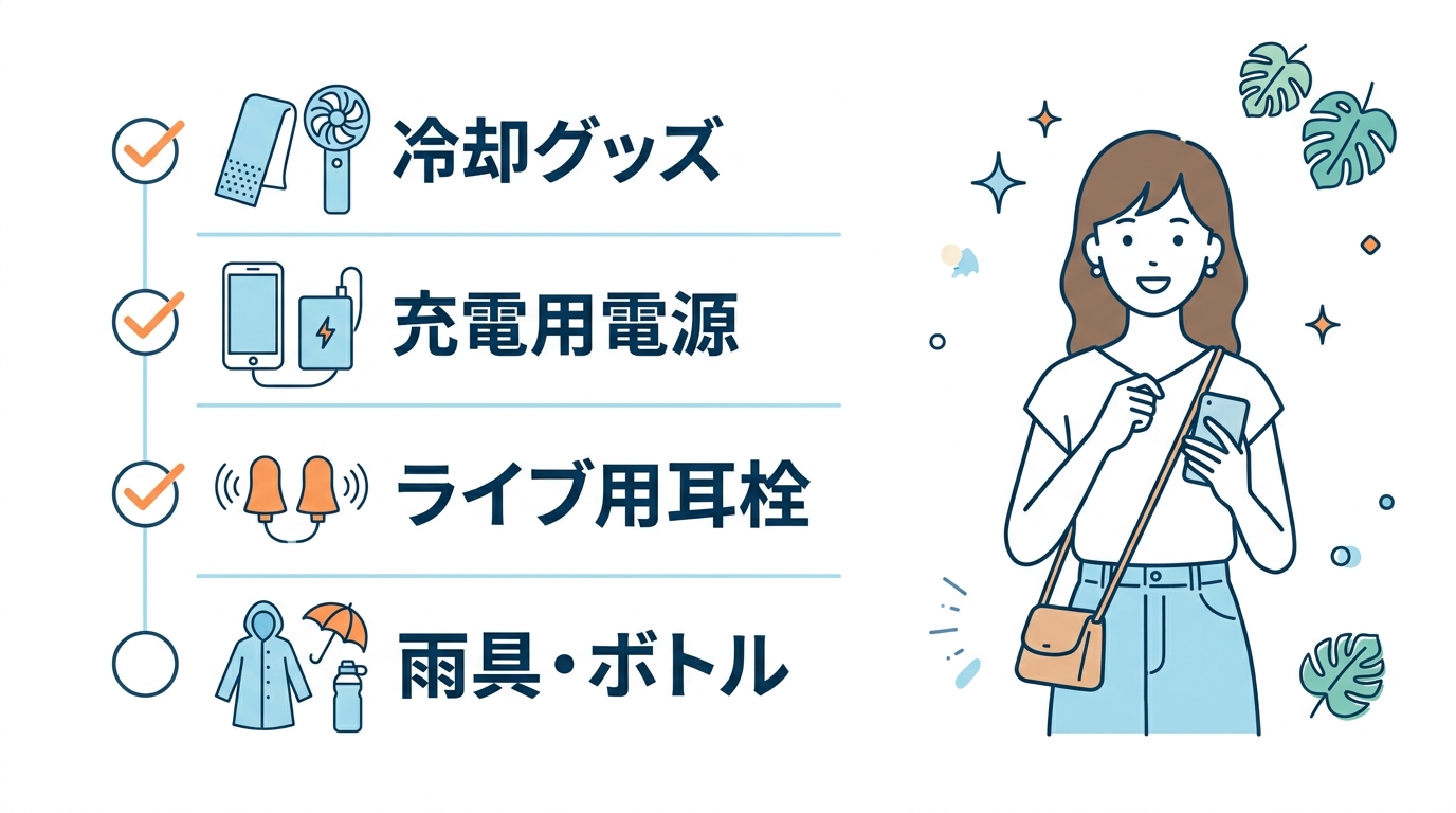 真夏のフェスで失敗しない持ち物と対策