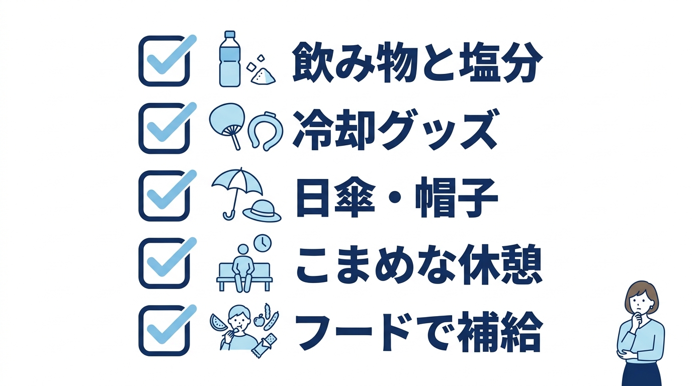 会場で快適に過ごす持ち物と暑さ対策