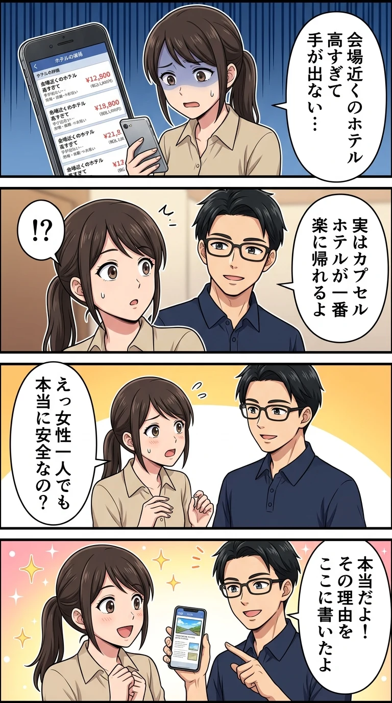 サマーソニック 遠征 カプセルホテル