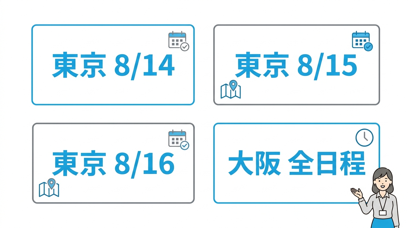 日程別・会場別の出演スケジュール