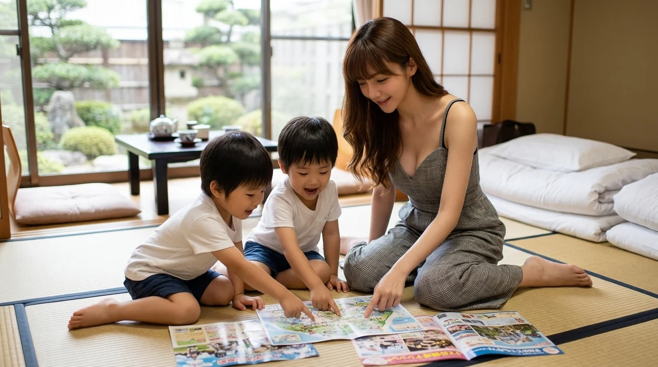 子連れディズニーの宿泊に和室や和洋室を選ぶメリット5つをイメージした写真風の画像