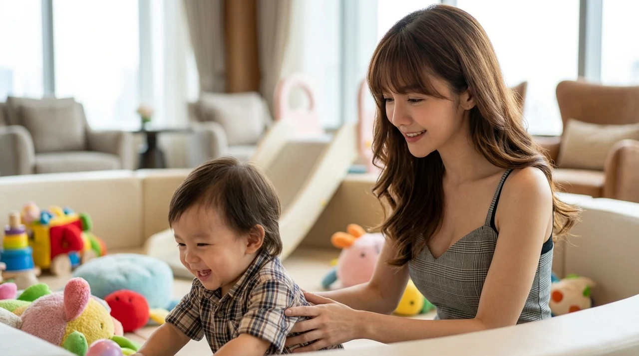子連れに特化したホテルに宿泊する5つのメリットをイメージした写真風の画像