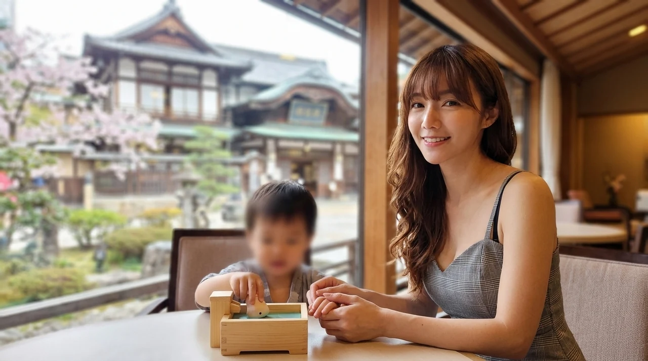 道後温泉の子連れ旅行が最高に楽しめる5つのメリットをイメージした写真風の画像