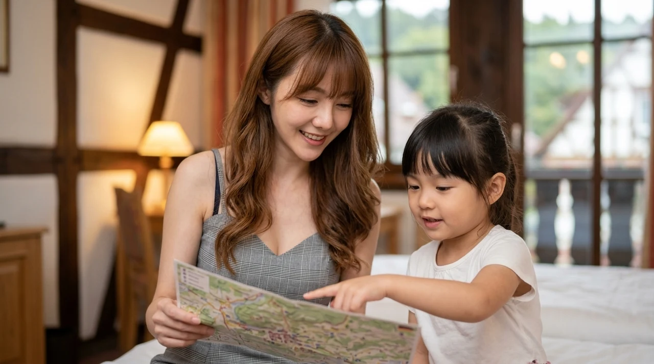 ドイツ村の子連れ向けホテル7選移動の負担が少ない宿をイメージした写真風の画像