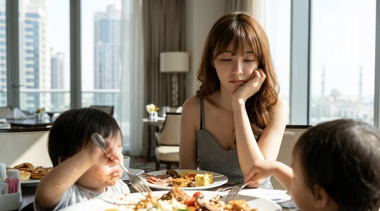 ドバイのホテルに子連れで泊まる3つのデメリットをイメージした写真風の画像