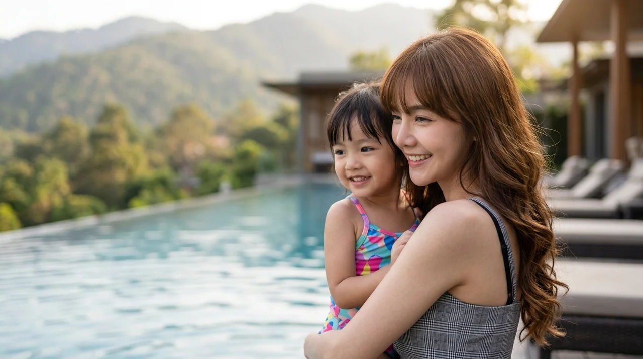 岐阜のリゾートホテルを子連れで楽しむメリット5つをイメージした写真風の画像