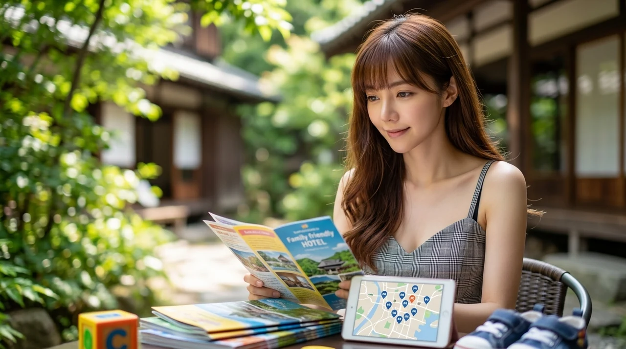 岐阜で子連れ向きリゾートホテルを選ぶコツ5つをイメージした写真風の画像