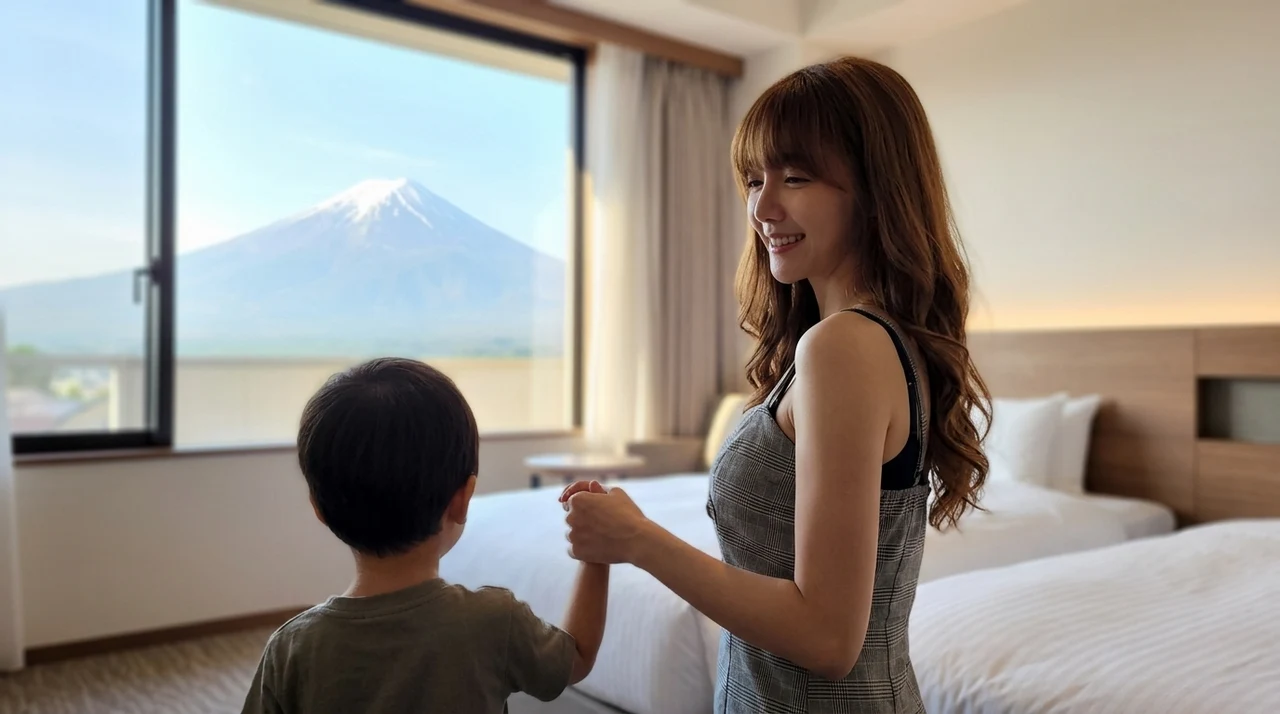 御殿場のホテルに子連れで泊まる5つのメリットをイメージした写真風の画像