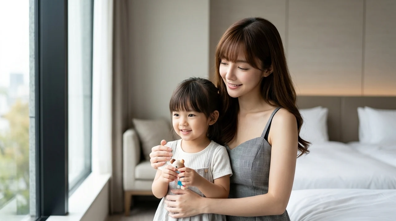 子連れで三井ガーデンホテルに泊まる5つのメリットをイメージした写真風の画像