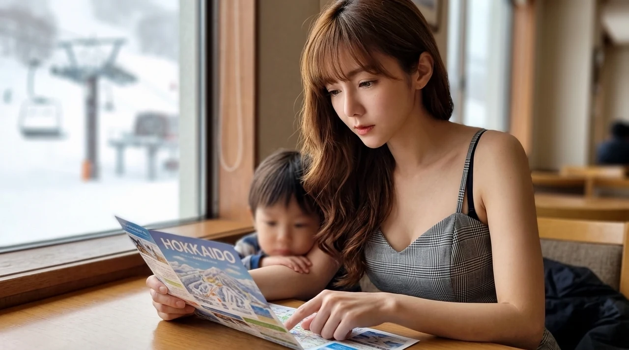失敗しない北海道の子連れスキー場ホテルの選び方をイメージした写真風の画像