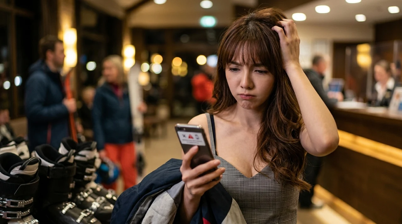 ゲレンデ近くのホテルを予約する際の3つのデメリットをイメージした写真風の画像